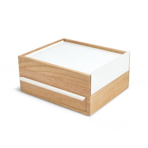 Кутия за бижута и аксесоари Umbra Stowit - цвят бял / натурално дърво
