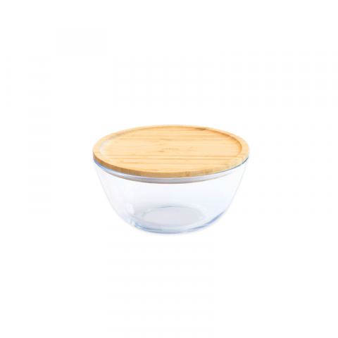 Стъклена купа с бамбуков капак Pebbly - 770 мл