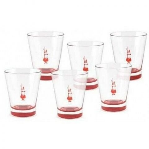  6 броя чаши за кафе Bialetti Rosso, стъкло