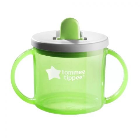 Чаша с дръжки и прибиращ се твърд накрайник Tommee Tippee First Cup, 190 мл, 4 м+ - зелен
