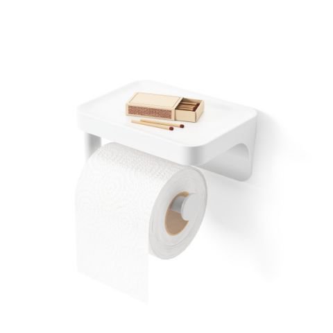 Стойка за стена за тоалетна хартия и аксесоари 2 в 1 Umbra Flex Adhesive - бялa