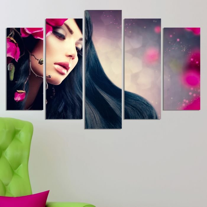 Декоративeн панел за стена с дамски образ и цветни акценти Vivid Home