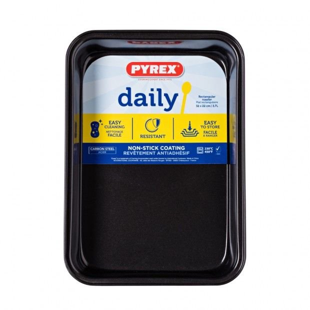 Тава правоъгълна Pyrex Daily Metal, 32 x 22 см, 3.7 л