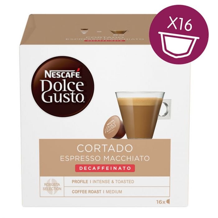 3 кутии по 16 броя кафе-капсули Nescafe Dolce Gusto CORTADO DECAFFEINATO