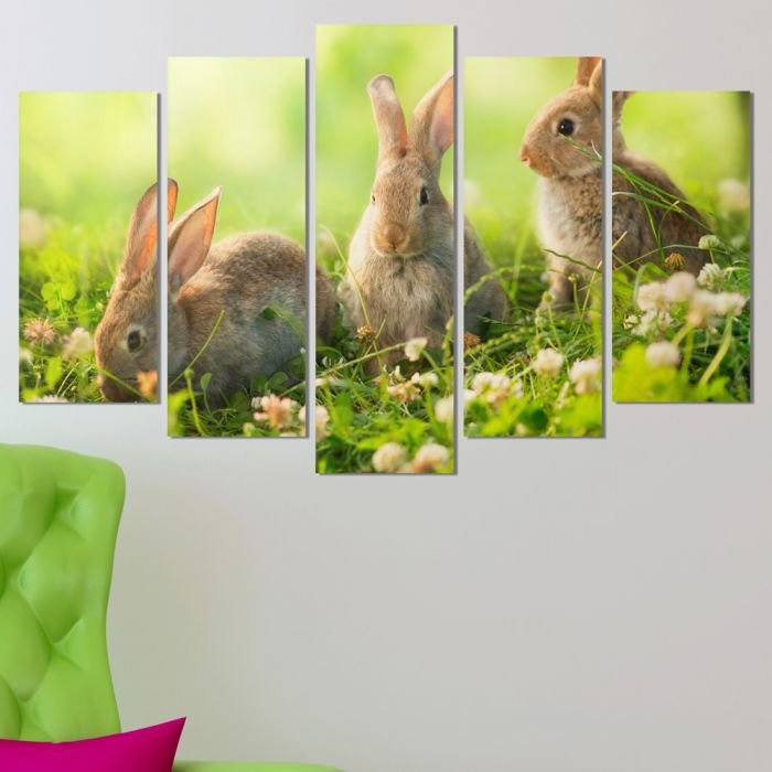 Декоративeн панел за стена с тройка горски зайчета Vivid Home