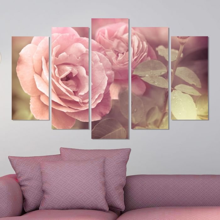 Декоративeн панел за стена с флорален мотив в розово Vivid Home