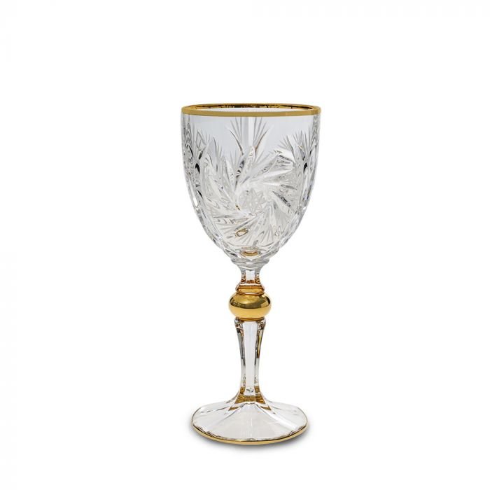 Чаша за вино Bohemia 1845 Pinwheel Matt Cut and Gold 260 мл - 6 броя