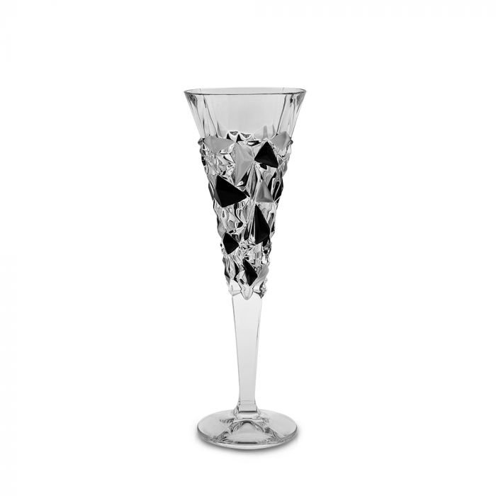 Чаша за шампанско Bohemia 1845 Glacier Matt Fond and Black Lister 200 мл - 6 броя