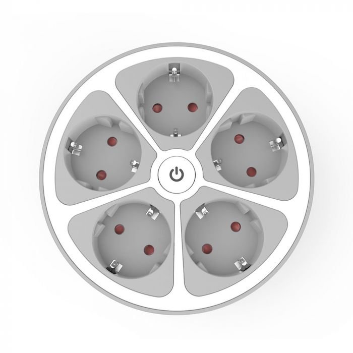 Разклонител кръг с ключ Muhler - 5 гнезда, 1,5 мм2, 1,5 м дължина