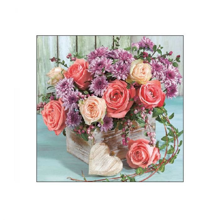 Салфетки Ambiente Roses and Chrisanthemums, 20 броя