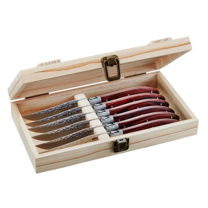 Луксозен комплект ножове за стек в дървена кутия Gefu Rancho