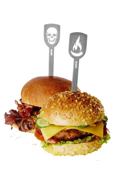 Комплект от 2 бр. шишчета за хамбургери или месо Gefu Torro  - череп и пламък