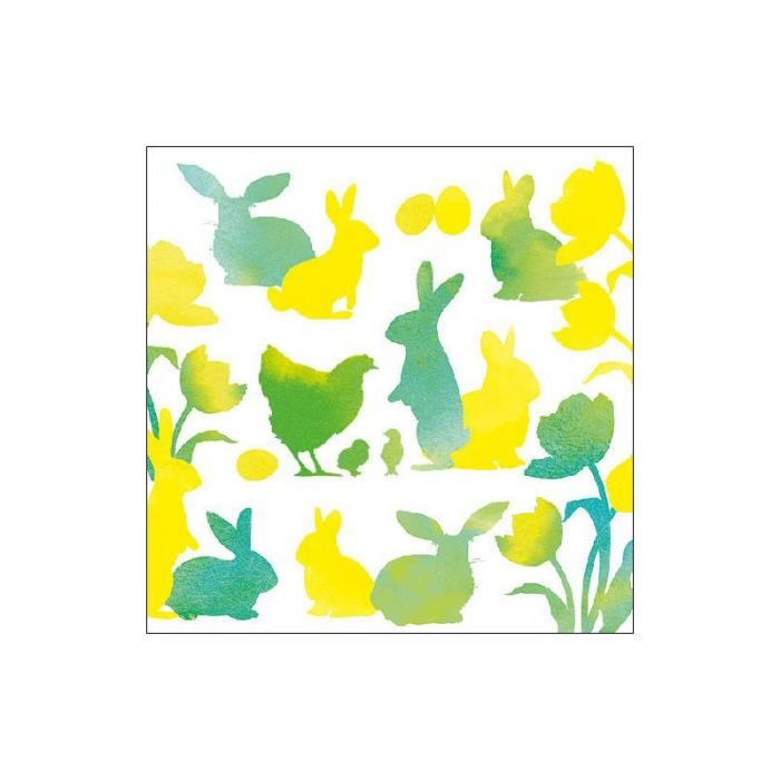 Коктейлна салфетка Ambiente Easter silhouettes green 25/25 см
