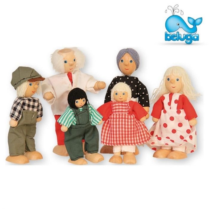 Комплект дървени кукли Beluga, 6 броя