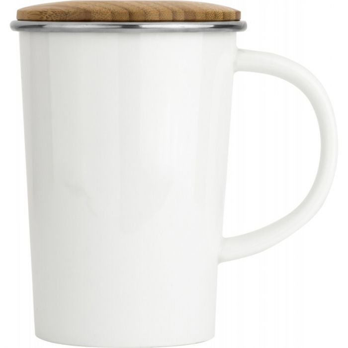 Порцеланова чаша за чай с филтър и бамбуков капак Bredemeijer 400 мл