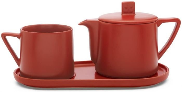 Керамичен сет за чай Bredemeijer Lund 3 части -  цвят червен