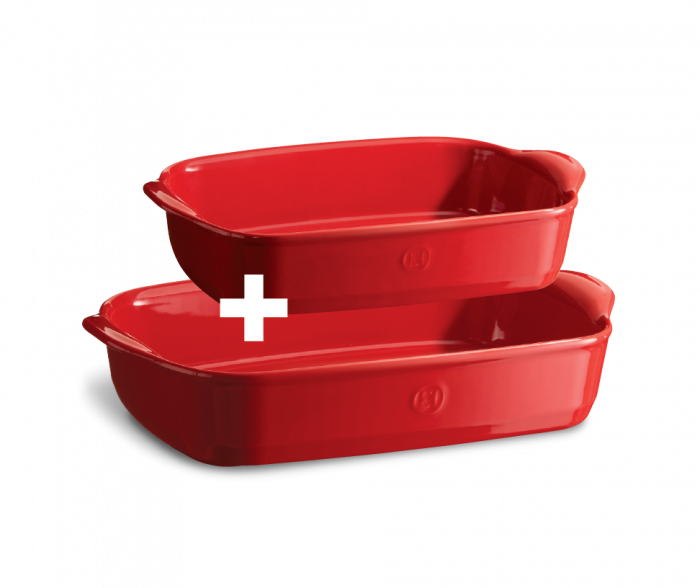 Комплект от 2 броя керамични форми за печене Emile Henry Rectangular Oven Dish - цвят червен