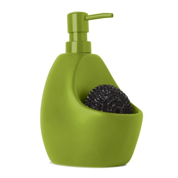 Диспенсър за миещ препарат с отделение за кухненска тел Umbra Joey - цвят зелен