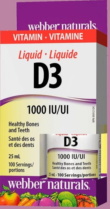 Витамин D3 течен Webber Naturals, 100 дози