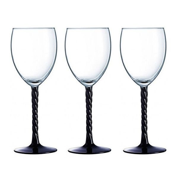 Комплект от 3 броя чаши за вино Luminarc Authentic с черно столче  - 250 мл