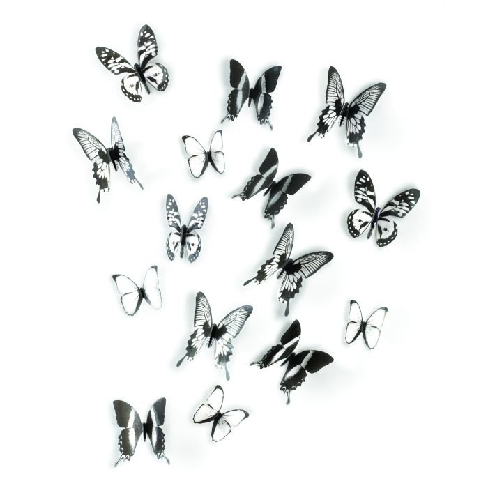 Комплект декорация за стена Umbra Chrysalis - 16 броя пеперуди - 3 размера