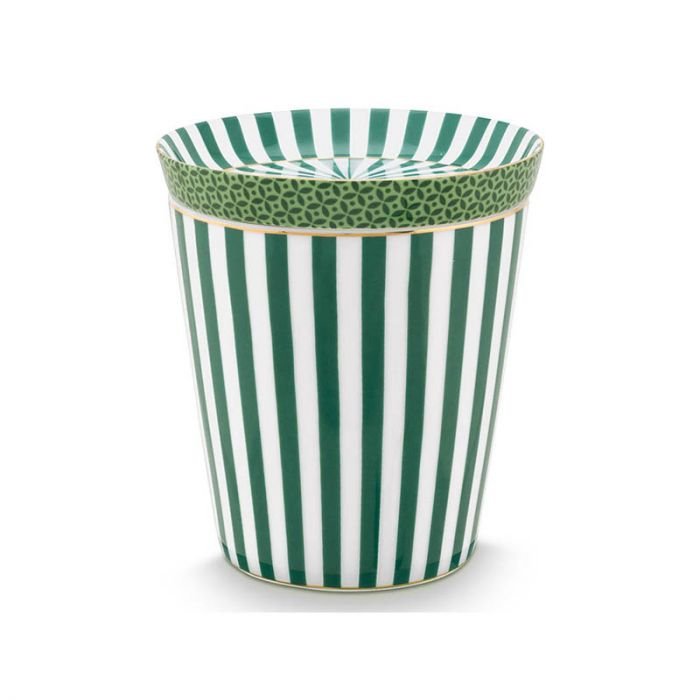 Чаша с чиния Pip Studio Royal Stripes, 230 мл, тъмно зелен