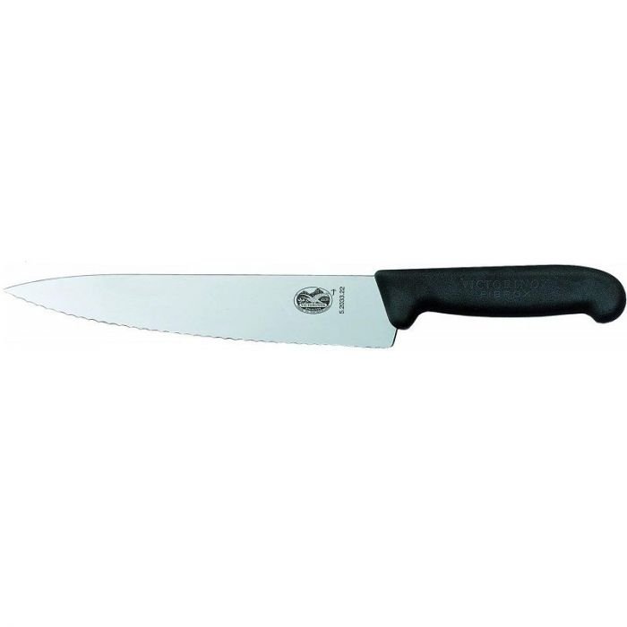 Кухненски нож Victorinox Fibrox универсален, 190 мм, назъбено острие, черен
