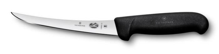 Кухненски нож Victorinox Fibrox за обезкостяване, извито острие, 12 см, черен