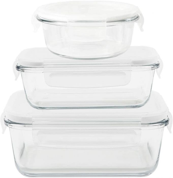 Сет от 3 брой стъклени кутии за храна с различни размери Pebbly 620, 650, 800 мл