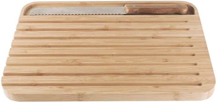 Комплект бамбукова дъска и нож за хляб Pebbly размер L