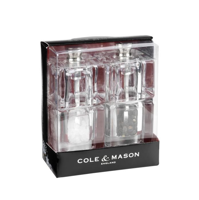 Комплект мелнички за сол и пипер Cole & Mason Mini Cube 9 см