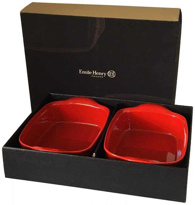 Подаръчен сет от 2 броя правоъгълни керамични форми за печене Emile Henry Ultime 22/14 см - цвят червен