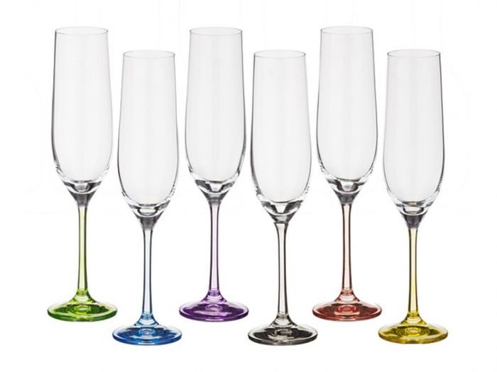 Комплект 6 бр. чаши за пенливи вина Bohemia Crystalex Rainbow 190 мл