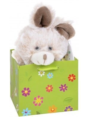 Плюшена играчка Morgenroth Plusch – Пролетно зайче в торбичка, 12 cм