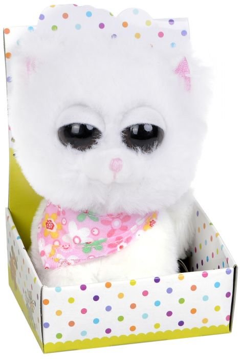 Плюшена играчка Morgenroth Plusch - Бяло коте в кутия, 12 см