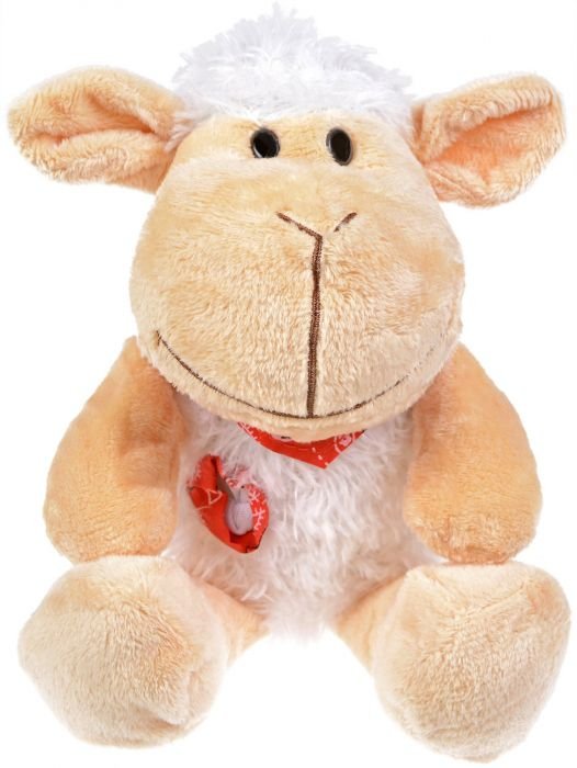 Плюшена играчка Morgenroth Plusch – Овчица с шал, 25 cм
