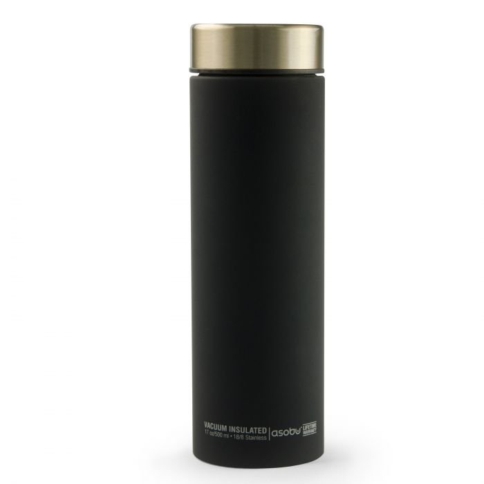 Двустенна термо бутилка с вакуумна изолация Asobu Le Baton - 500 мл, черна / злато