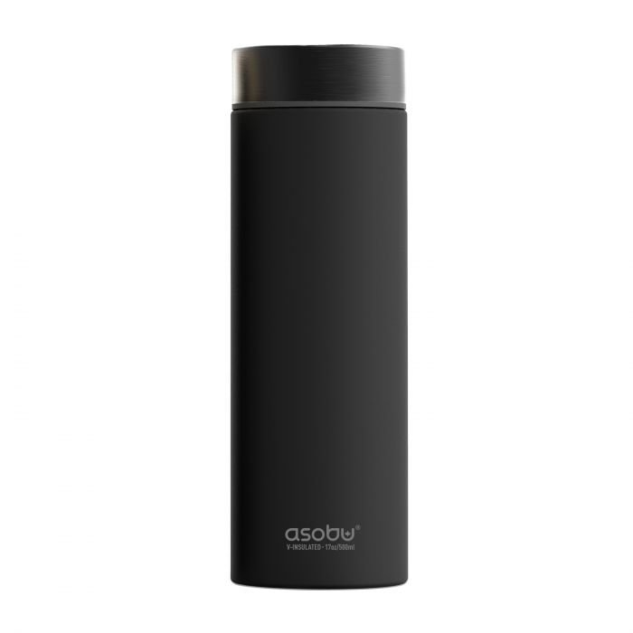 Двустенна термо бутилка с вакуумна изолация Asobu Le Baton - 500 мл, черна / графит
