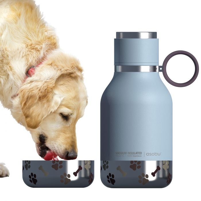 Термобутилка с купичка за куче Asobu Dog Bowl - 1000 мл, синя