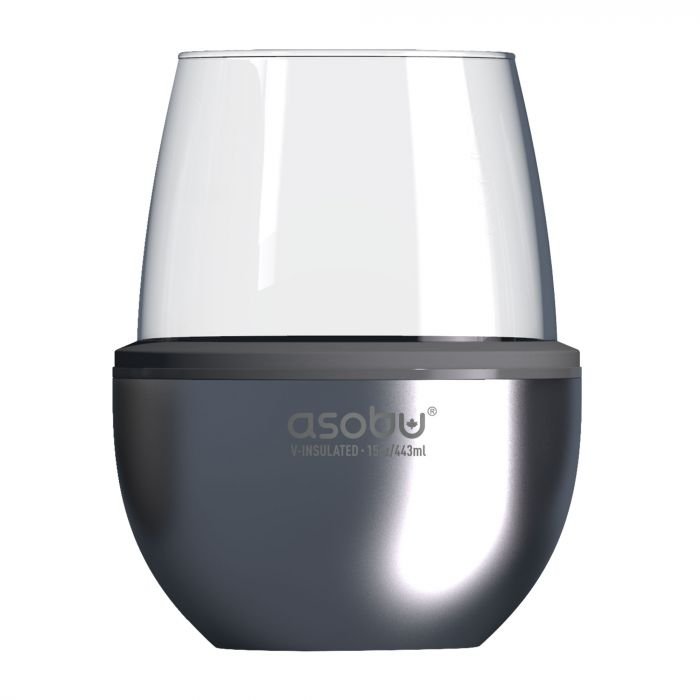 Чаша с термоизолираща основа Asobu Wine Kuzie - сребриста