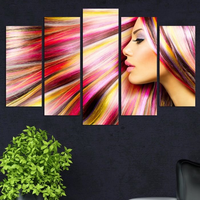 Декоративeн панел за стена с дамски образ и пъстроцветен акцент Vivid Home