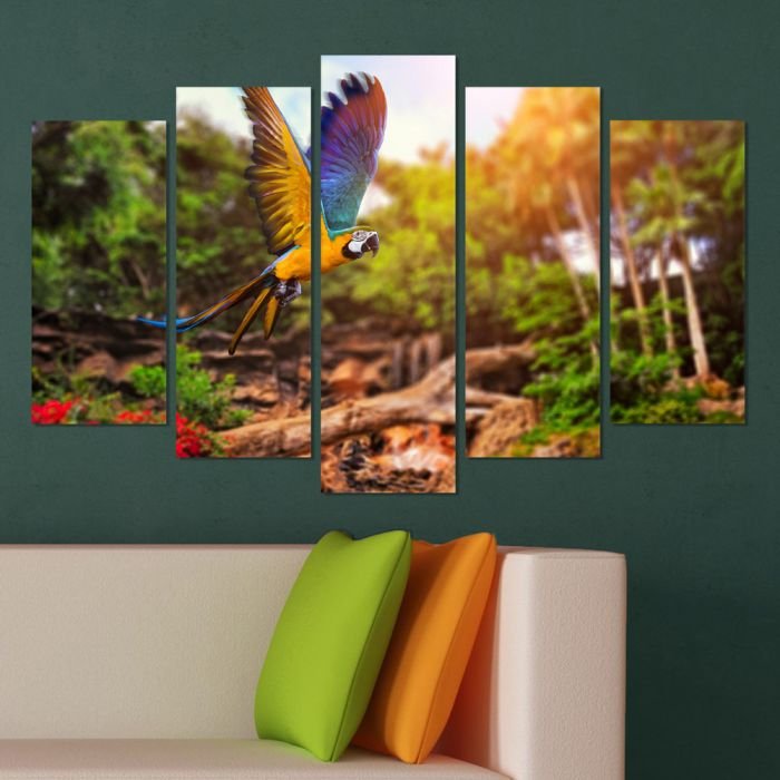 Декоративeн панел за стена с пъстроцветен папагал Vivid Home