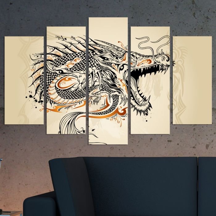 Декоративен панел за стена с графично изображение на дракон Vivid Home