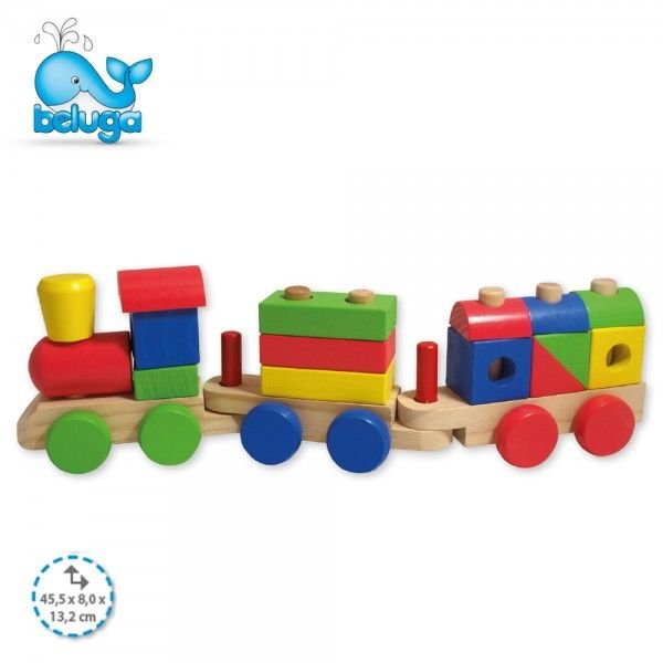 Дървен влак с кубчета Beluga 
