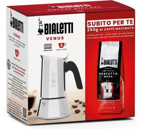 Подаръчен сет от кафеварка Bialetti Venus 6 чаши + кафе Perfetto Classico 250 г