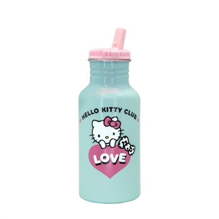 Детска бутилка с дръжка и сламка Nerthus Hello Kitty - 500 мл