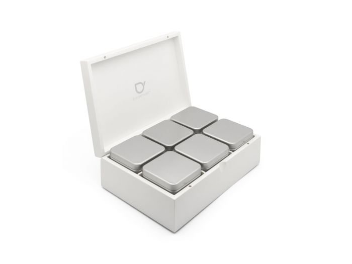 Бамбукова кутия за чай с 6 канистера Bedemeijer - бяла