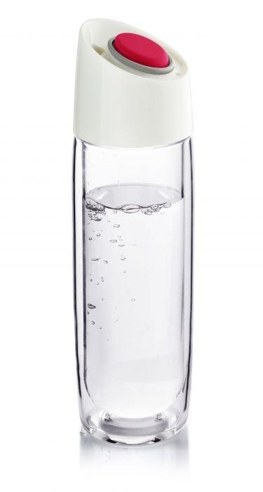 Двустенна стъклена термо бутилка Asobu Simply Clear - 400 мл - цвят червен