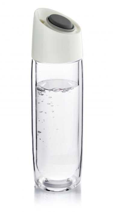 Двустенна стъклена термо бутилка Asobu Simply Clear - 400 мл - цвят графит