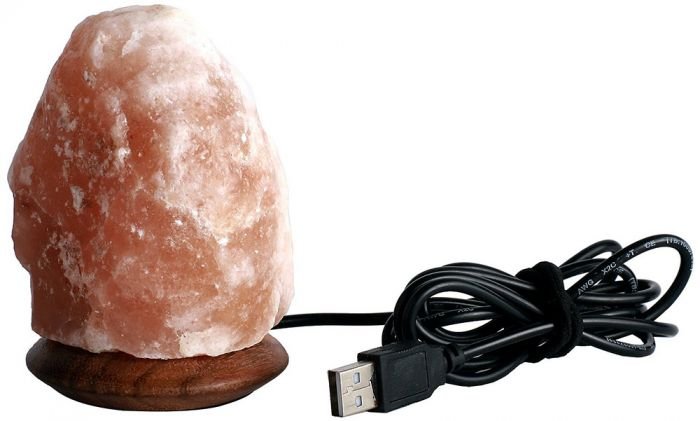 USB лампа от хималайска сол с форма на кристал